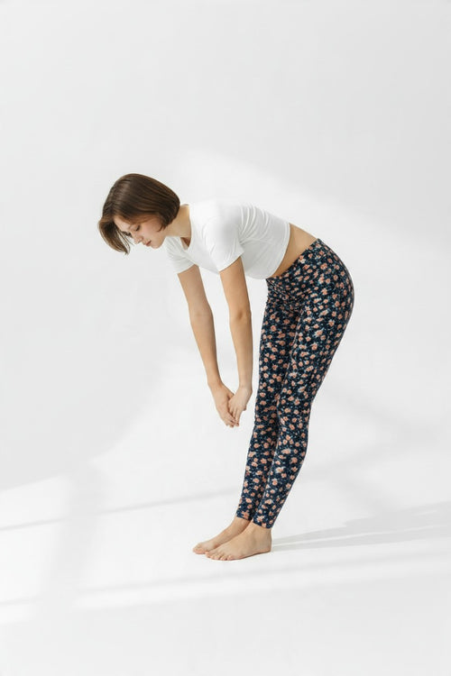 Apricot Ditsy Navy High Waisted Printed Leggings - view 3