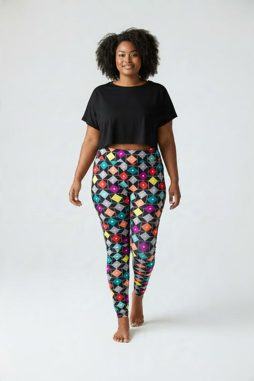Carnival Kite Tiles High Waisted Printed Leggings - view 3