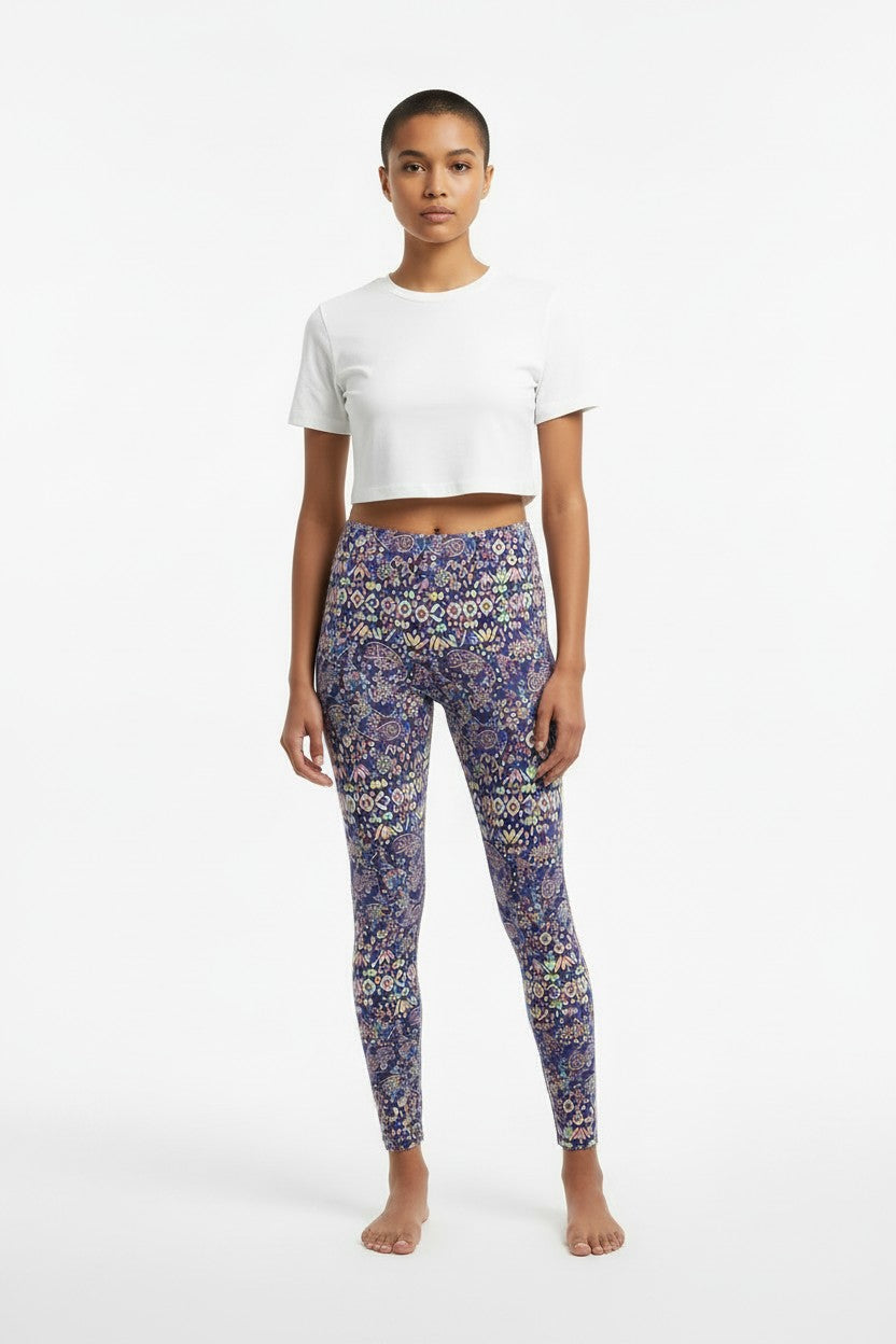 Indigo Paisley Dream High Waisted Printed Leggings - view 3