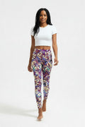 Lilac Chevron Fronds High Waisted Printed Leggings - view 4
