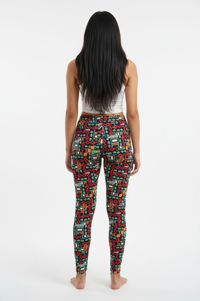 Scarlet Tribal Tiles High Waisted Printed Leggings - view 3