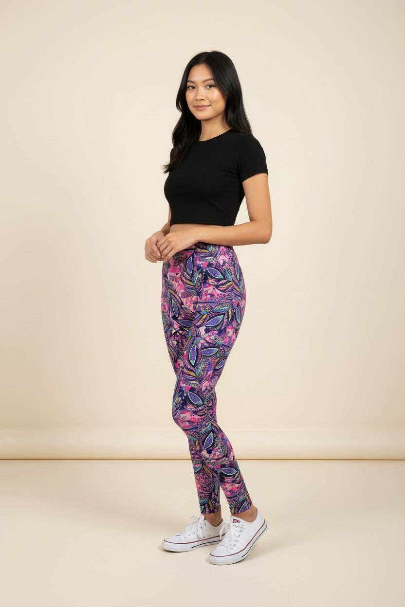 Violet Petal Tribe High Waisted Printed Leggings - view 4